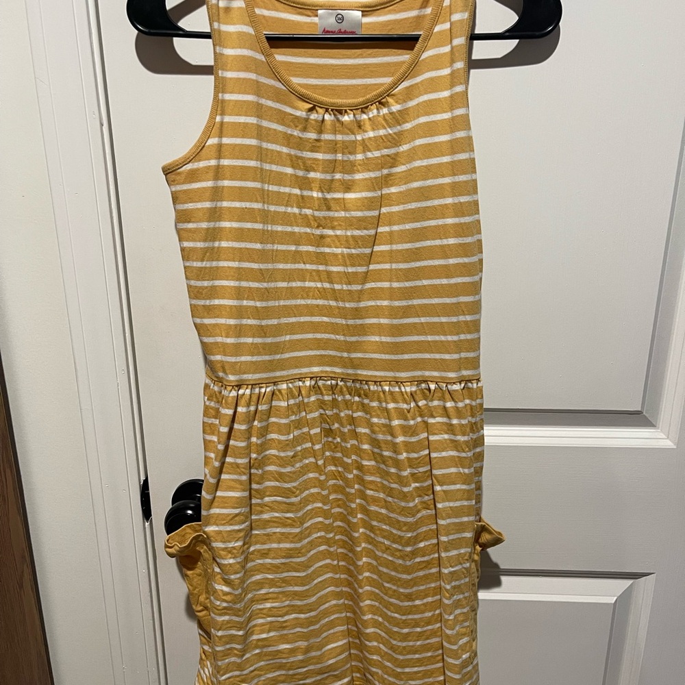 Girls' Yellow Striped Sleeveless Dress